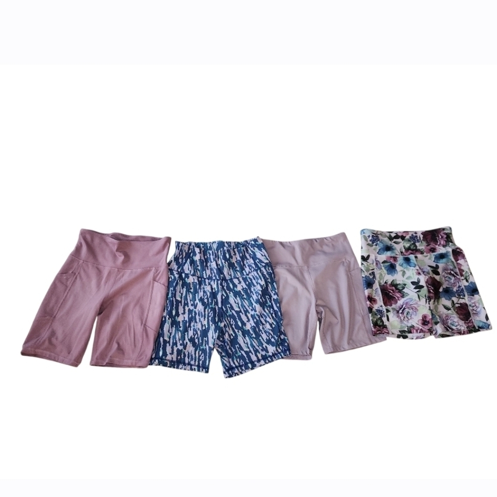 (4) Marika Women's Bike Shorts - Pink, Blue, Mauve, Floral